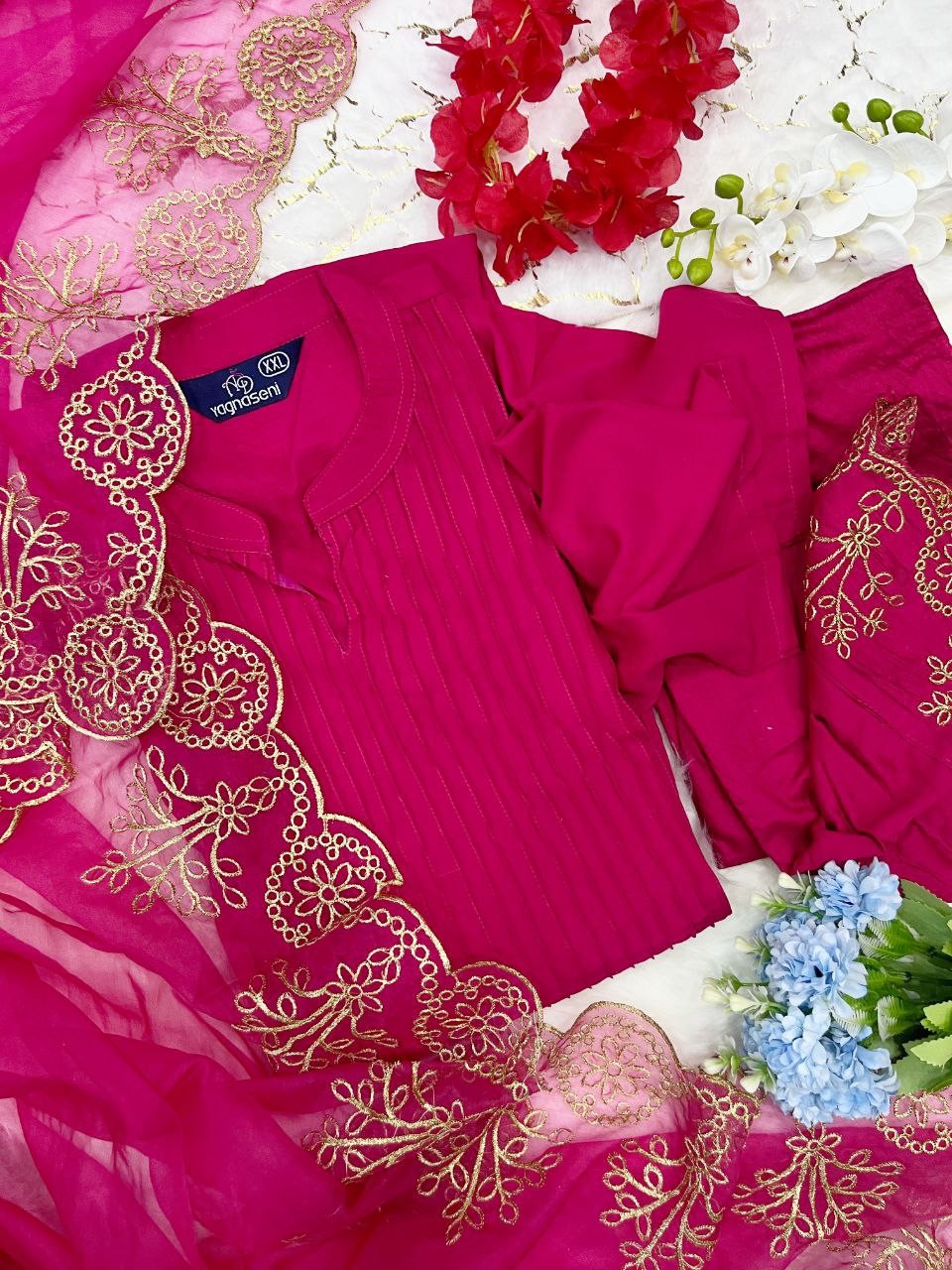 partywear kurta pant and dupatta set